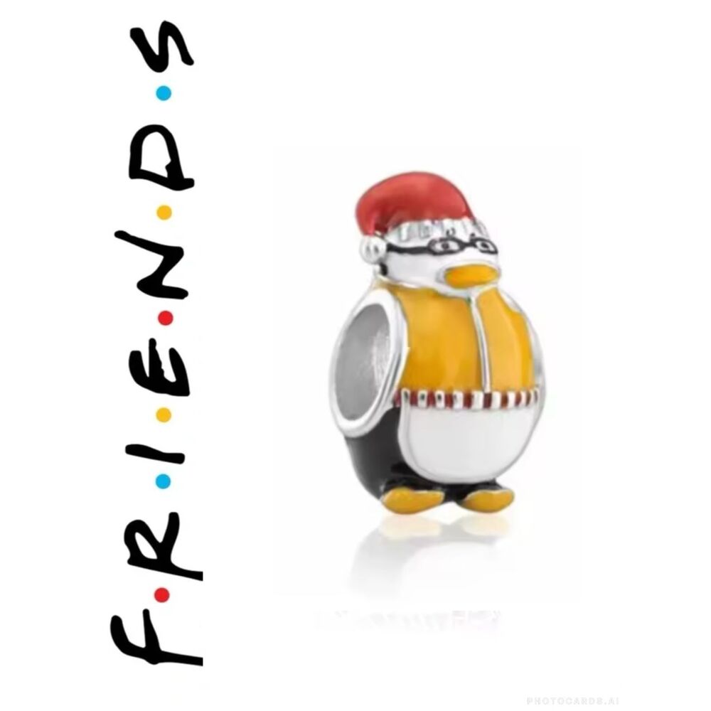 NWOT Friends TV Series Joey's Santa Penguin Pandora FIT Silver Charm